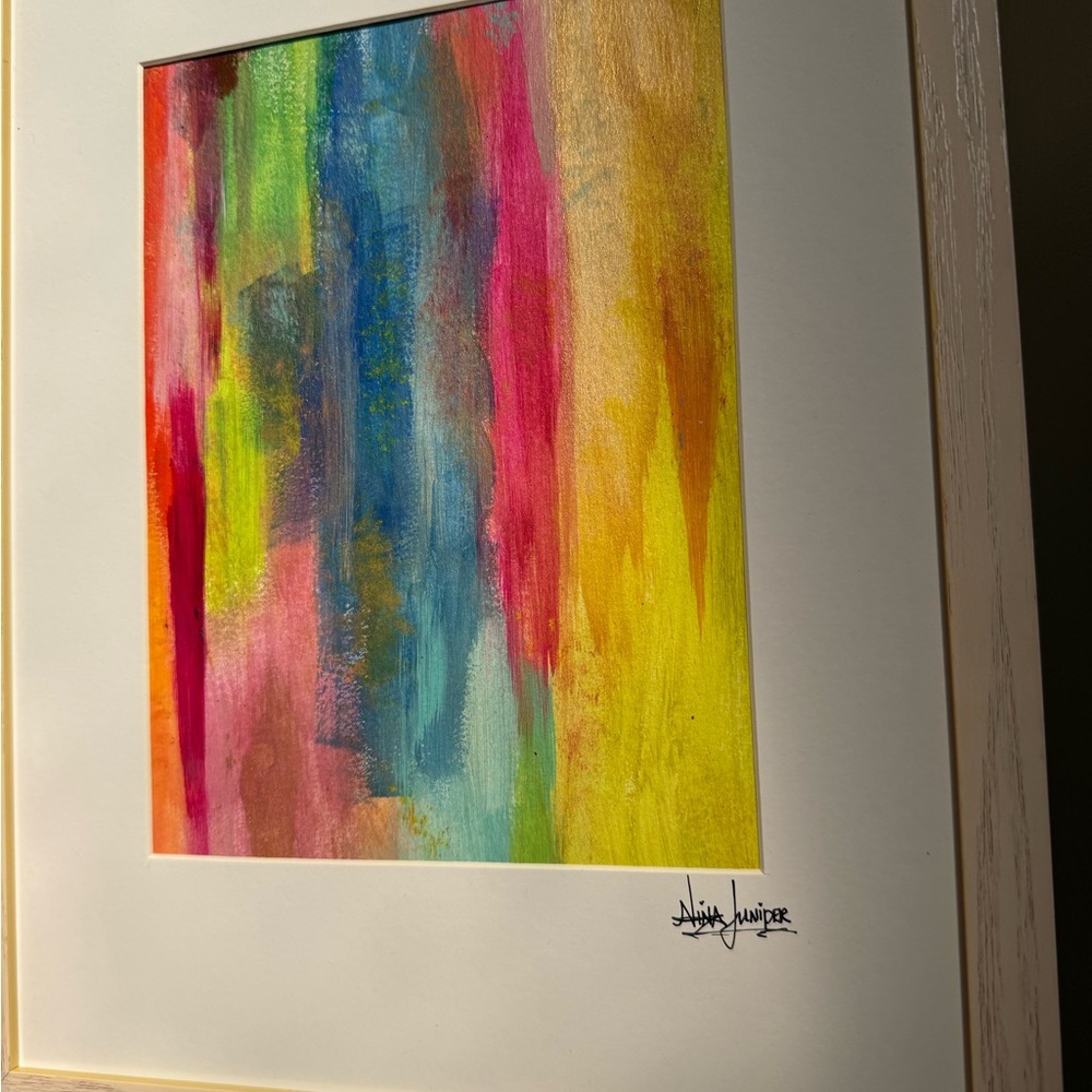 Original Nina Juniper Art “The Umbrella Formal” 10x13 Frame Colorful Art - Picture 4 of 9